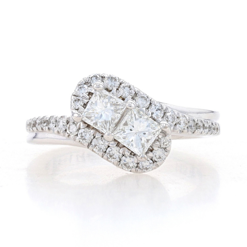 Ever Us Diamond Engagement Ring White Gold 14k Princess 1.00ctw Two-Stone Bypass